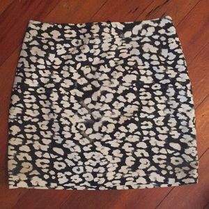 Black and white leopard mini skirt